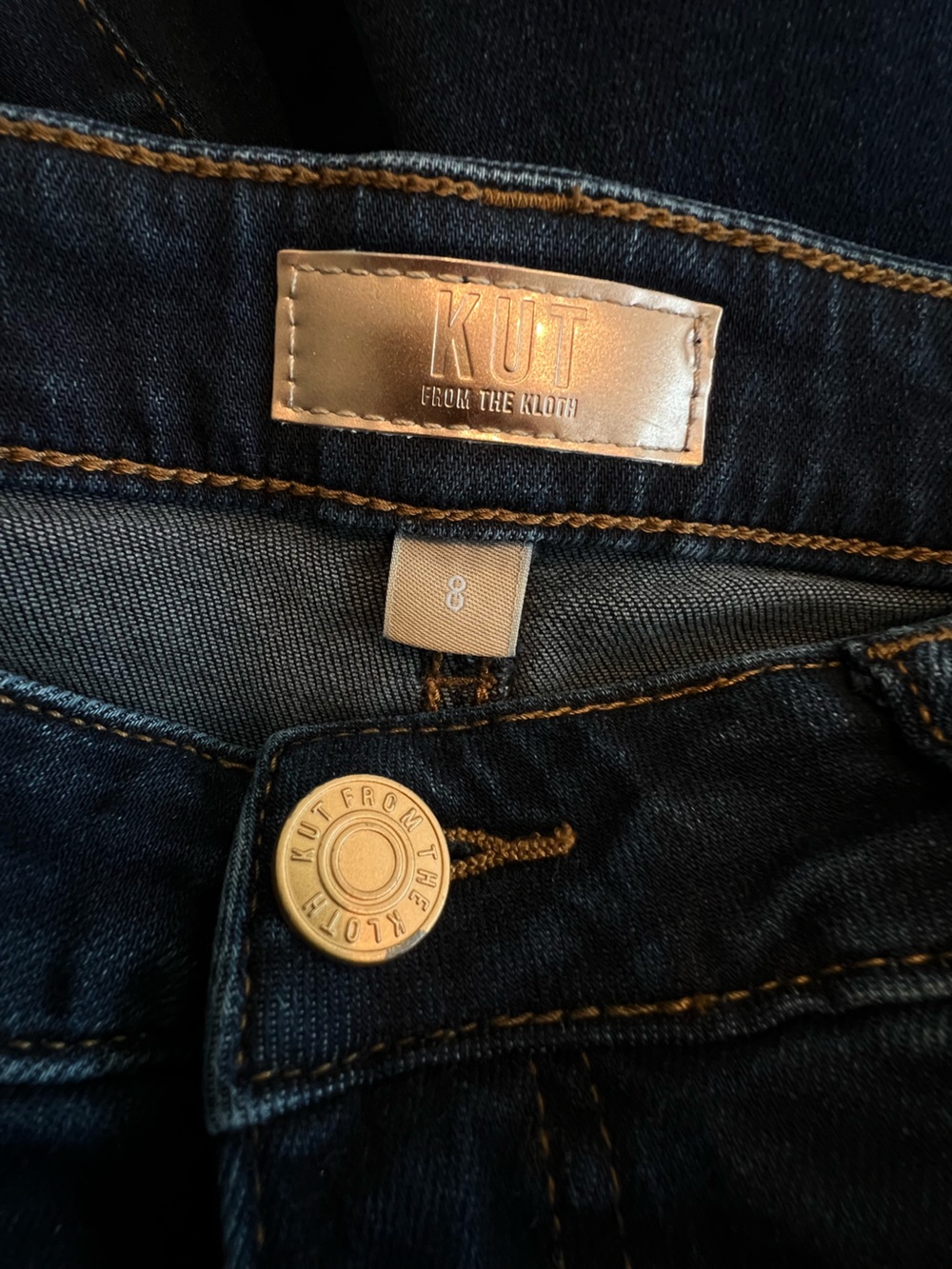 KUT From the Kloth Wide Leg Meg Jean High Rise Button Patch Pocket 8 Dark Rinse - Picture 9 of 12